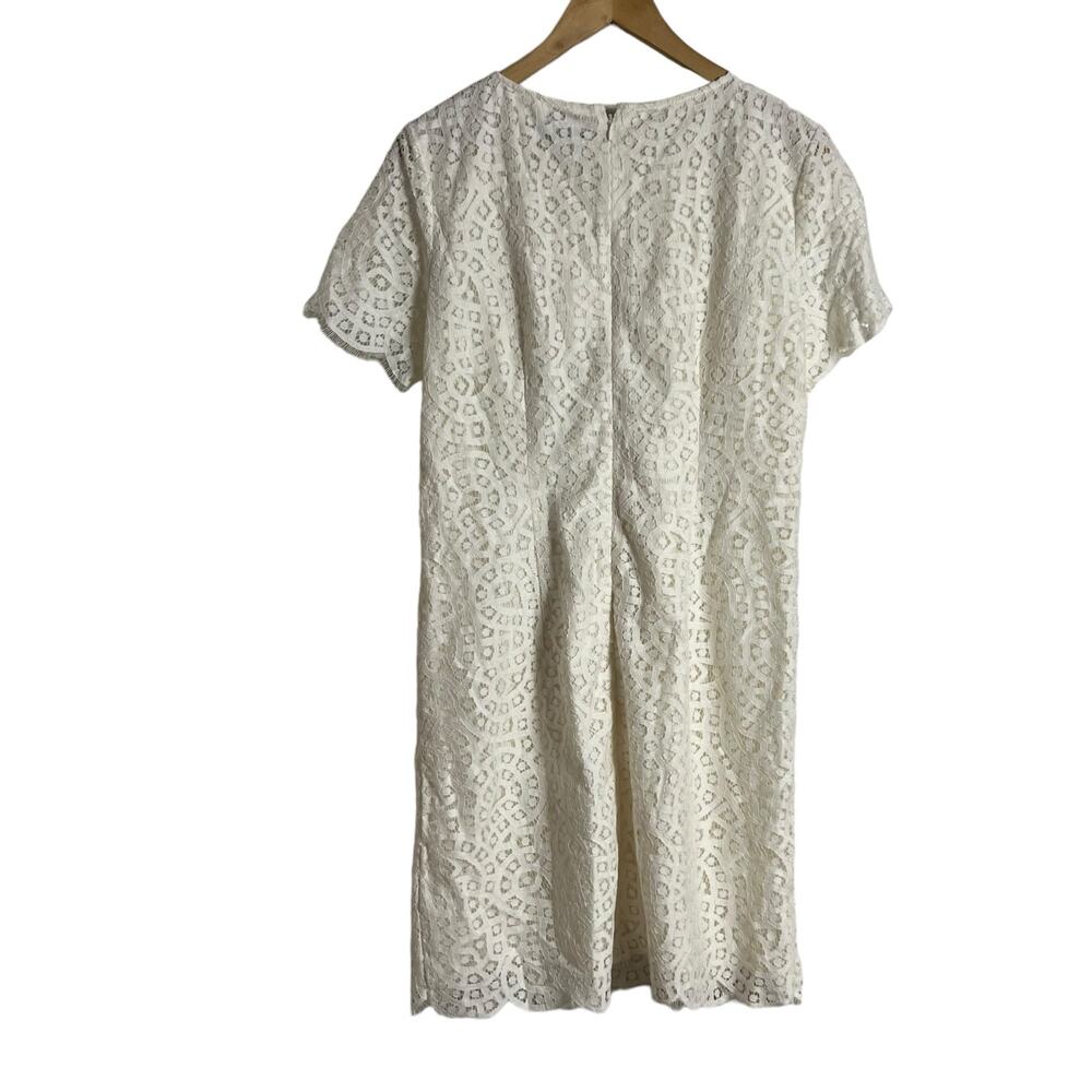 Ann Taylor White Lace Short Sleeve Round Neck Shift Mini Dress Size 10 - Picture 9 of 12